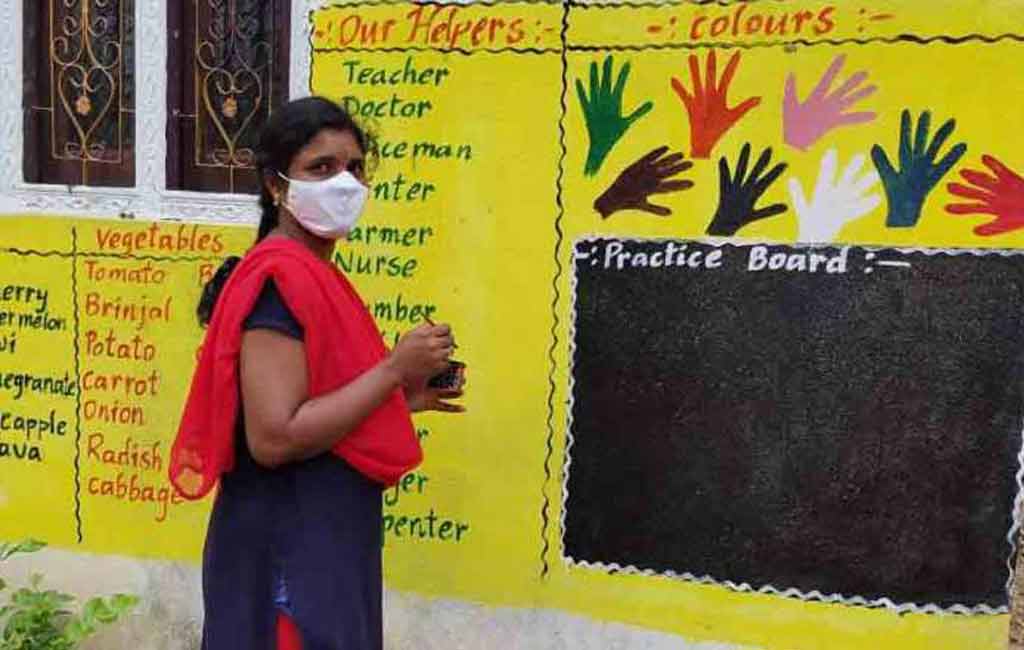 This teacher in Telangana village is turning walls to blackboards