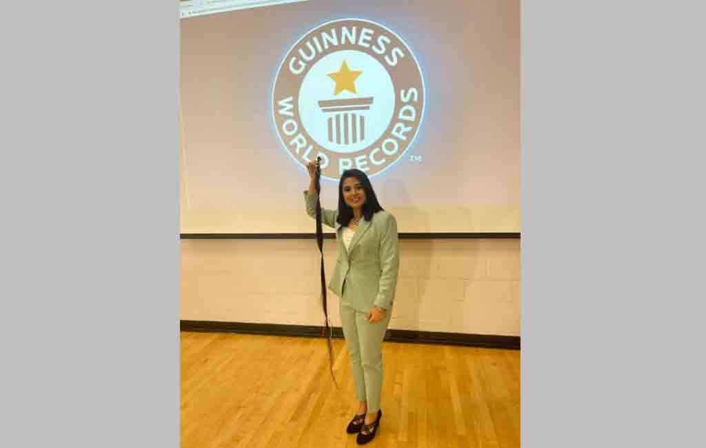 Woman breaks records by donating 61-inch hair for a cause