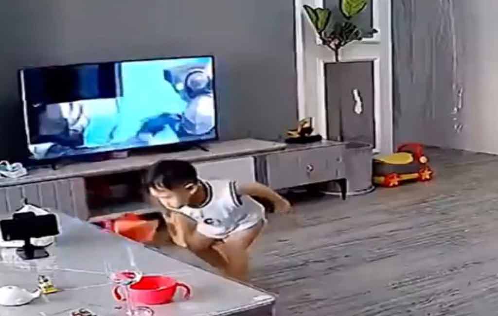 Watch: Kid breaks TV in hilarious video, goes viral