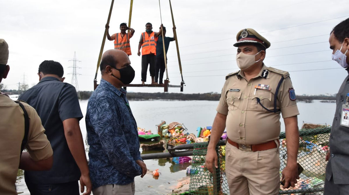 Rachakonda CP Mahesh Bhagwat inspects Ganesh immersion points