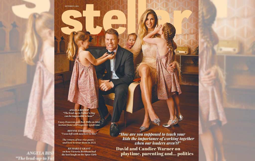 David Warner and family on the cover of ‘Stellar’ magazine’s latest issue
