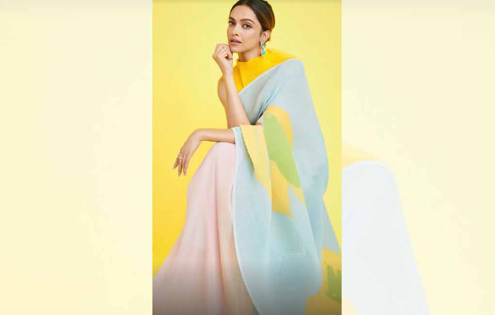 Deepika rocks a pastel-shaded sari and bright blouse look, and how!