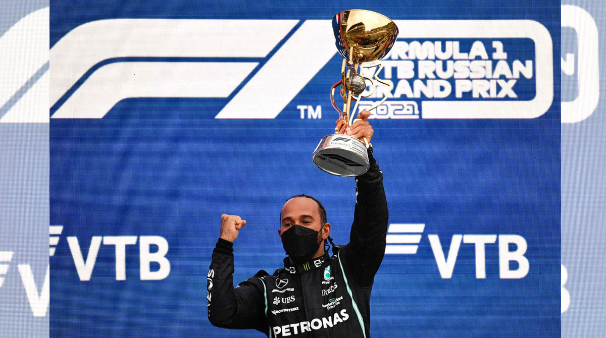 Lewis Hamilton wins 100th F1 race to take lead over Max Verstappen