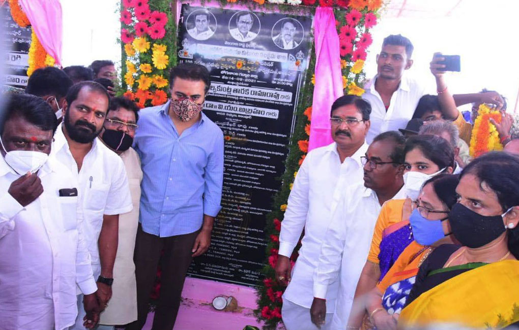 KTR lays foundation for 100-bed hospital at Alampur