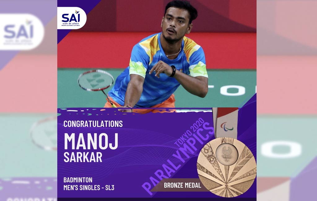 Tokyo Paralympics: Shuttler Manoj Sarkar wins bronze in SL3 event