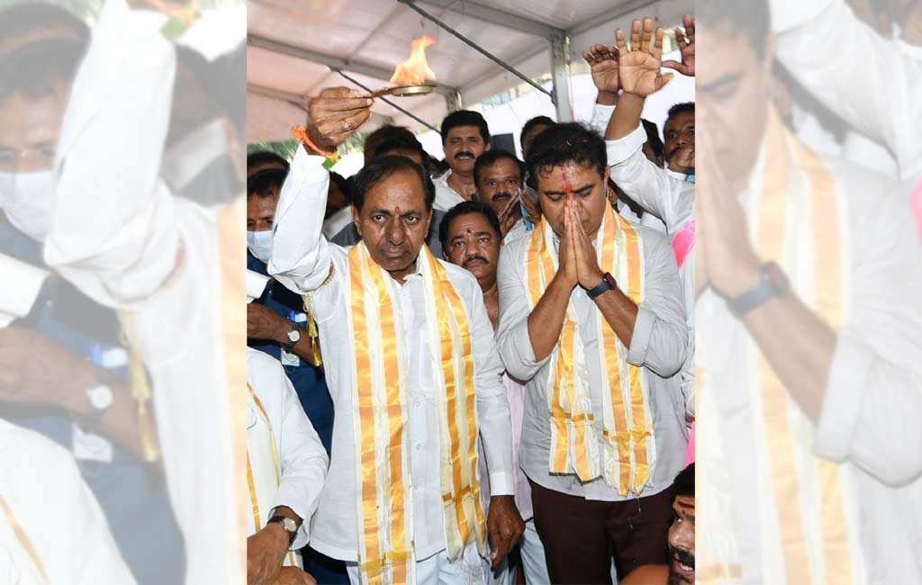 CM KCR lays foundation stone for TRS office in Delhi