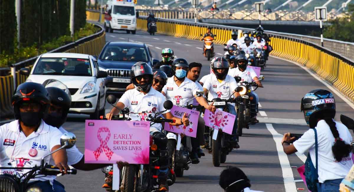 AIG Hospitals organises Pink Ribbon Bike Rally in Hyderabad