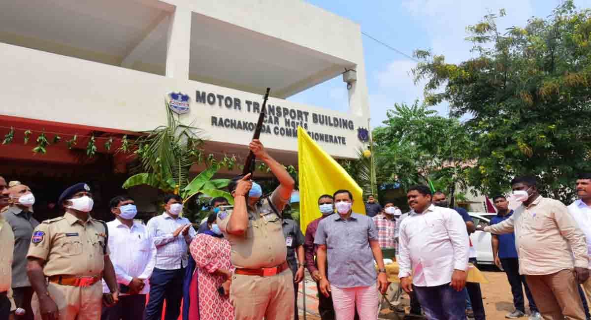 Hyderabad: ‘Ayudha Pooja’ performed by cops at CAR HQ
