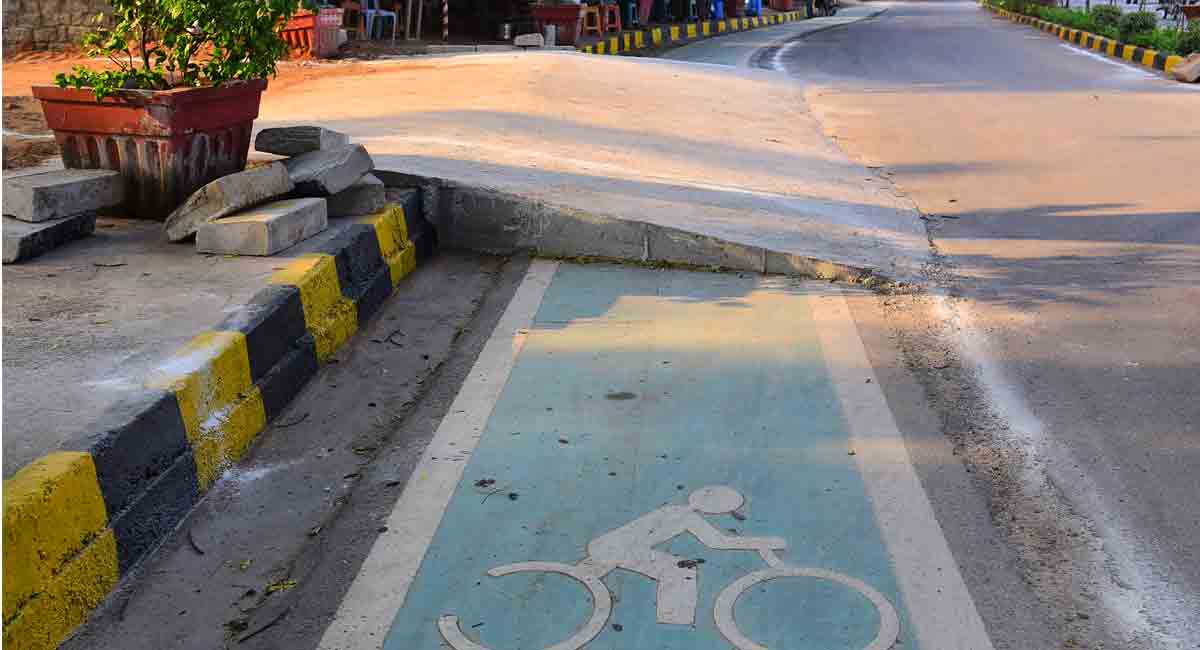 Cement ramp built over cycling track at Hitex pose risk to cyclists