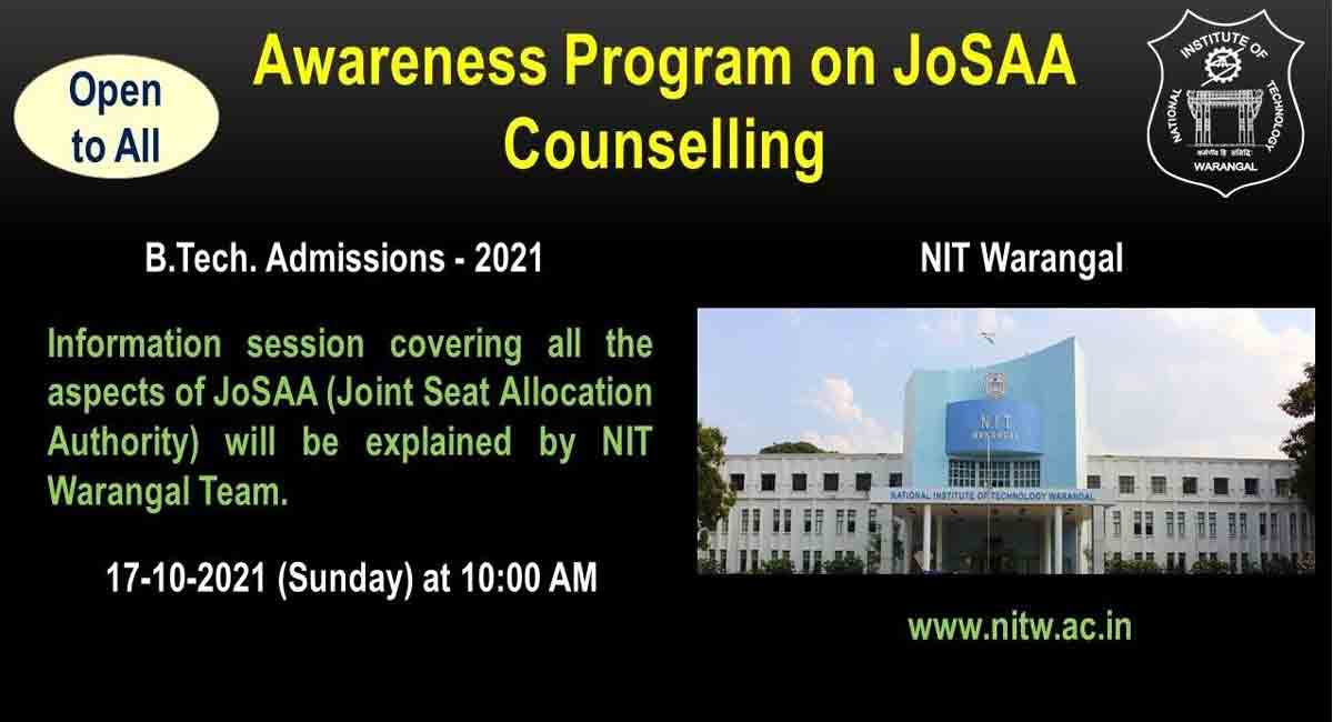 NITW to conduct awareness programme on JoSAA 2021 on October 17