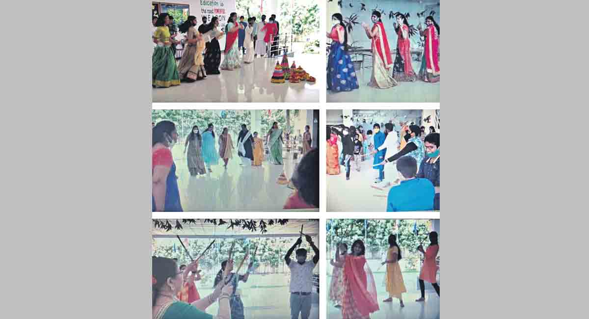 Pallavi Aware Int’l School: Kids welcome first day of Bathukamma