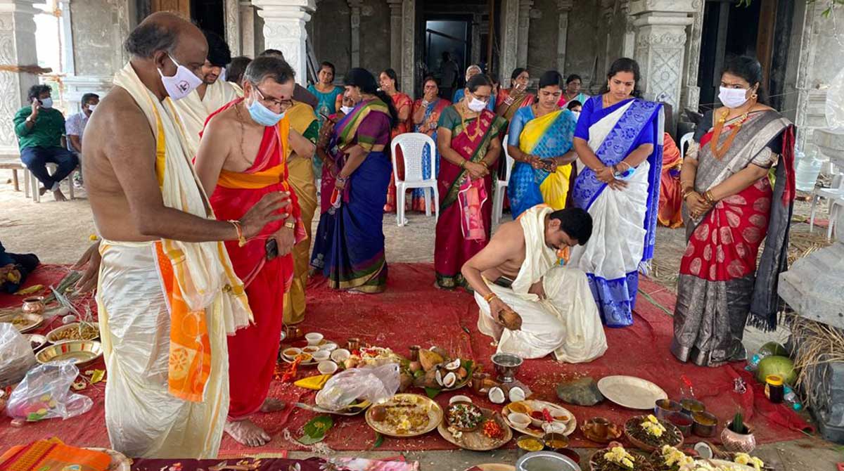 Idol installation in Shiva temple at Warangal