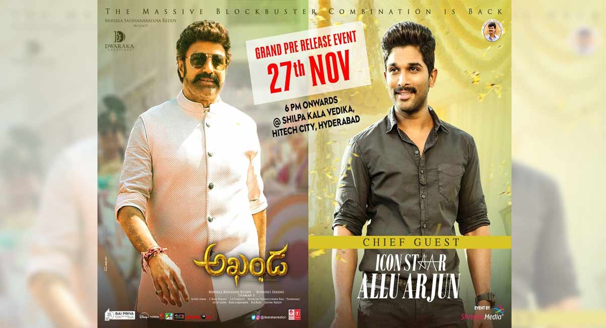 Allu Arjun to grace pre-release event of Balakrishna’s ‘Akhanda’