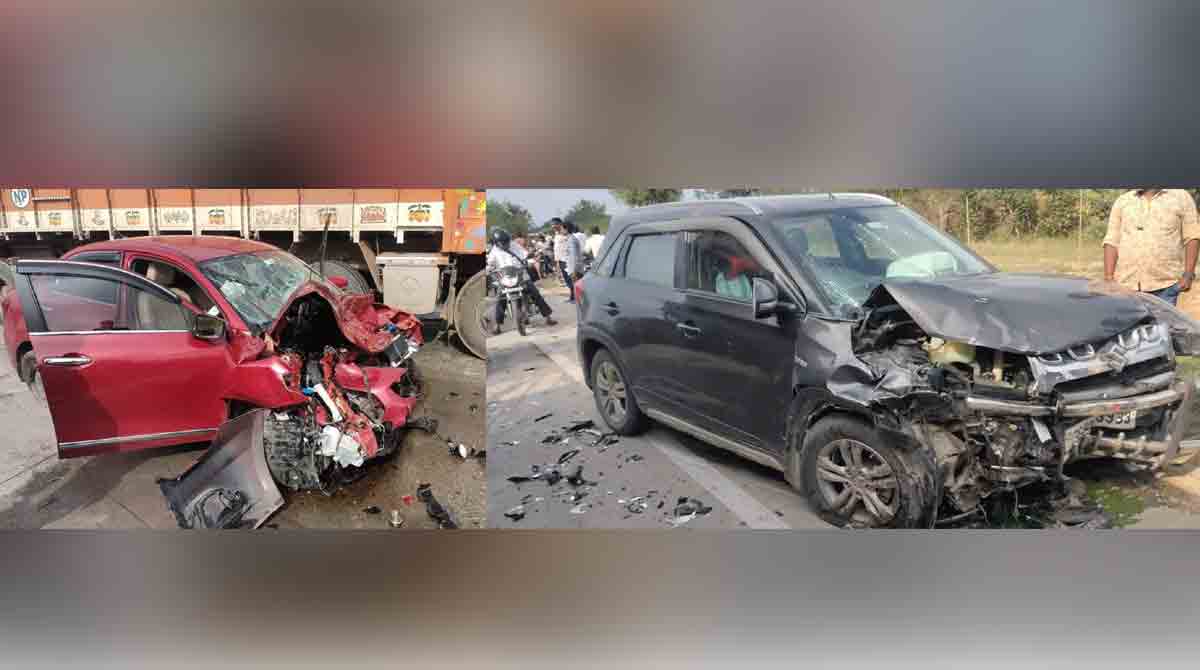 Three injured in head-on collision of cars on Hyderabad-Warangal highway