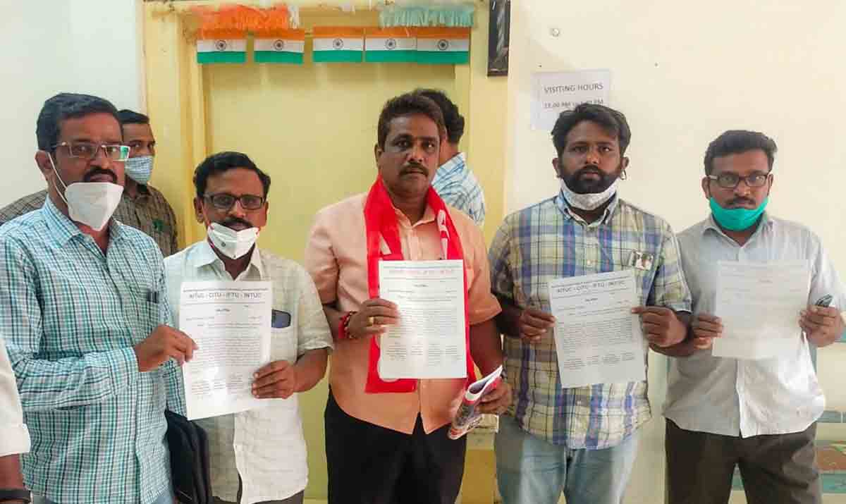 Khammam: Trade unions serve strike notice