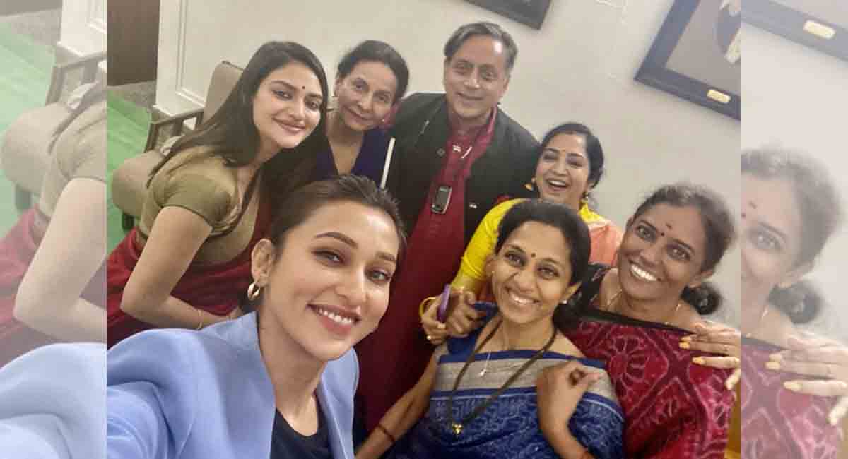 Shashi Tharoor’s selfie with six women MPs with ‘attractive place to work’ tweet sparks row