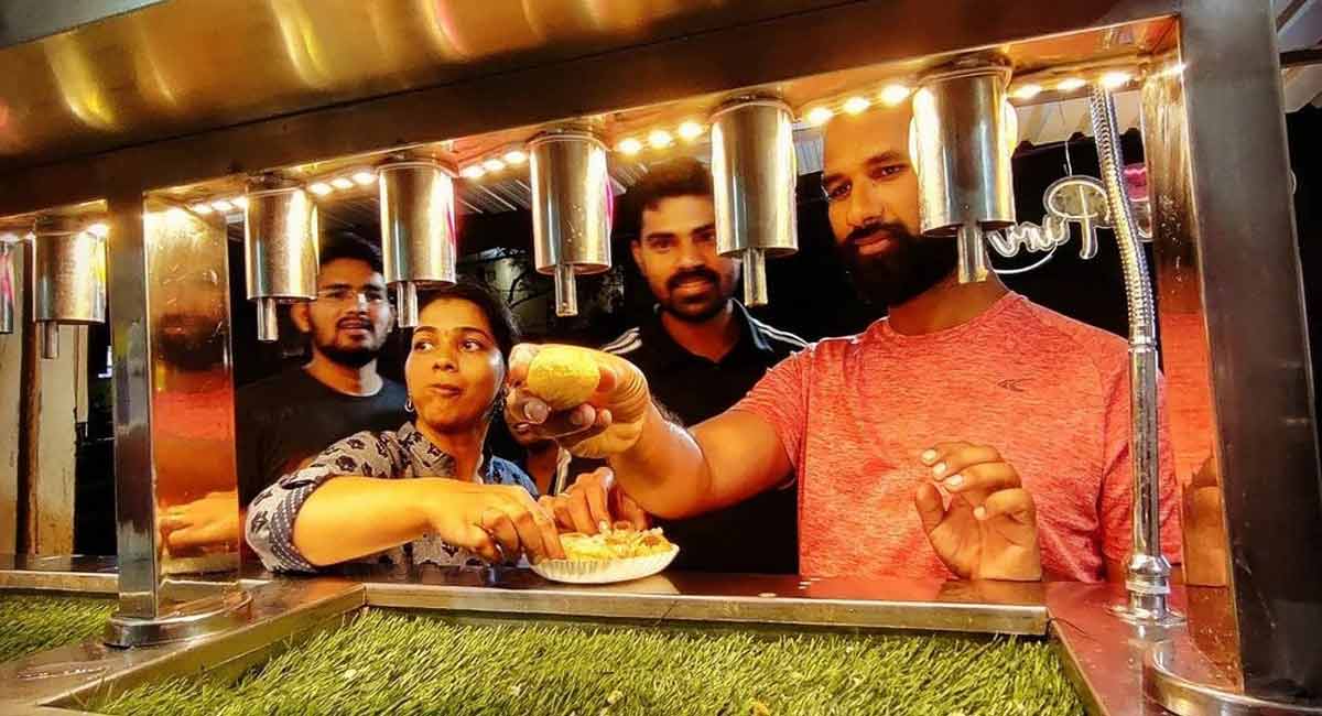 This pani puri shop in Secunderabad uses no-touch automatic machine