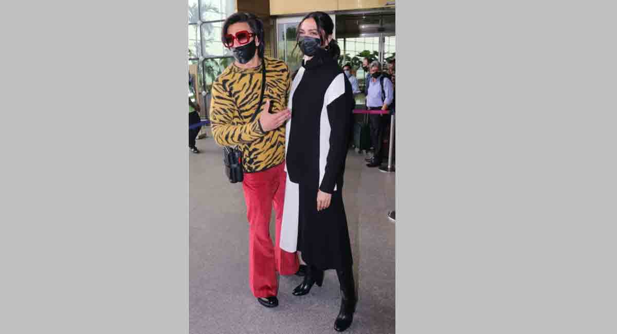 Ranveer and Deepika sport contrasting travel looks