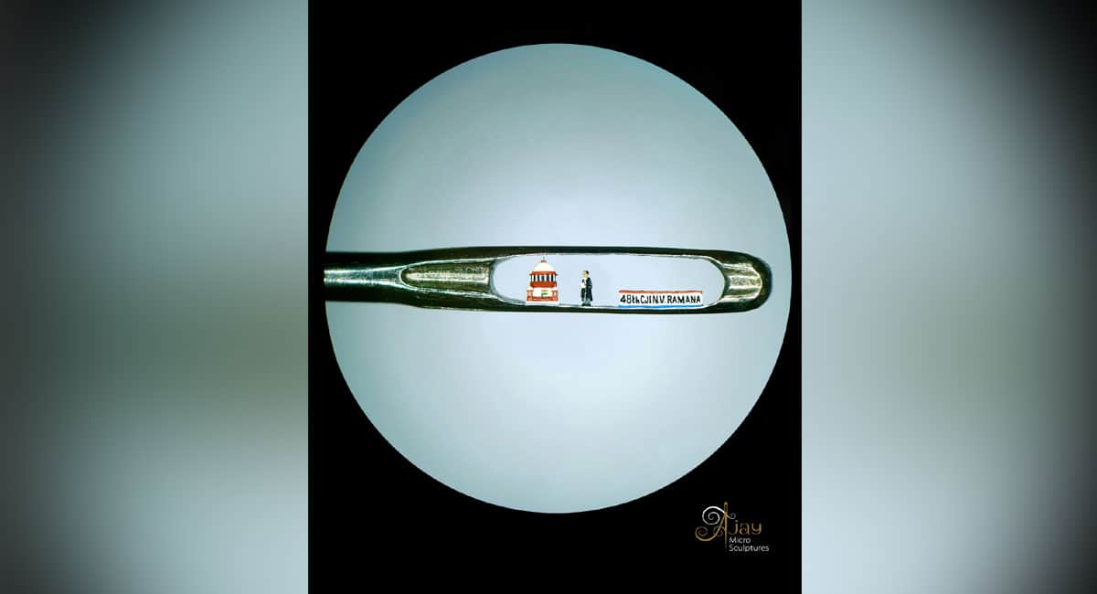 Warangal micro artist creates Supreme Court, presents it to CJI