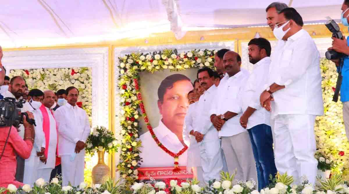 CM KCR calls on bereaved TRS MLA Gadari Kishore, family