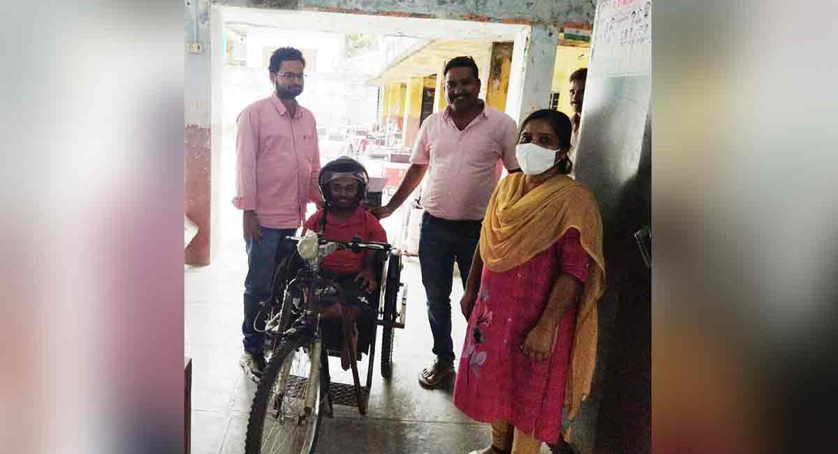 Differently-abled person gets tri-cycle in Mancherial