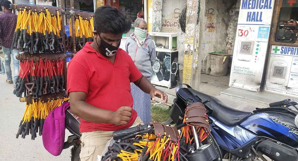 Why are slingshots selling like hot cakes in Nalgonda?