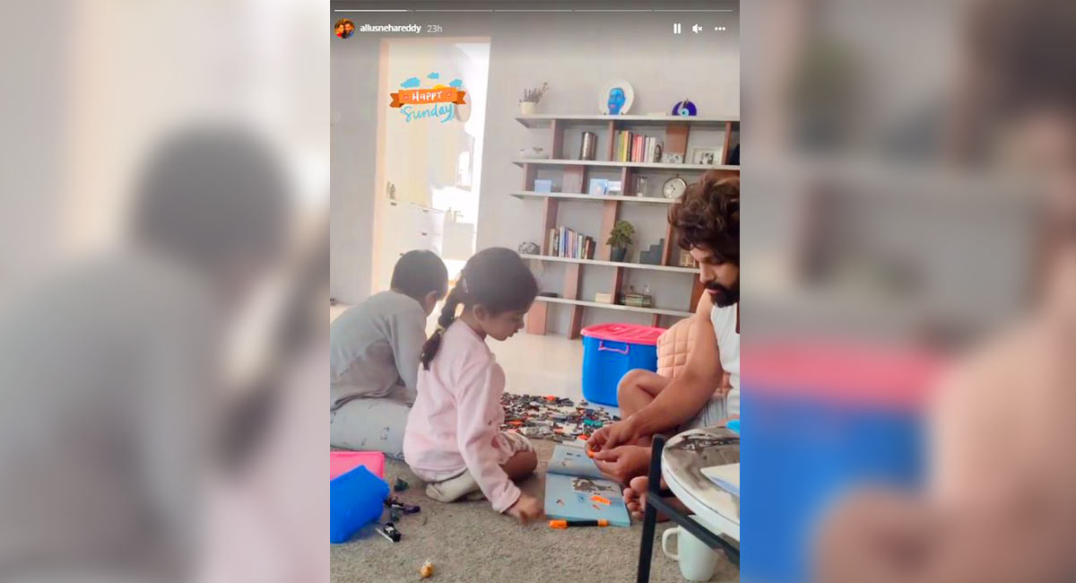Allu Arjun’s wife shares heartwarming video of him spending Sunday with his kids