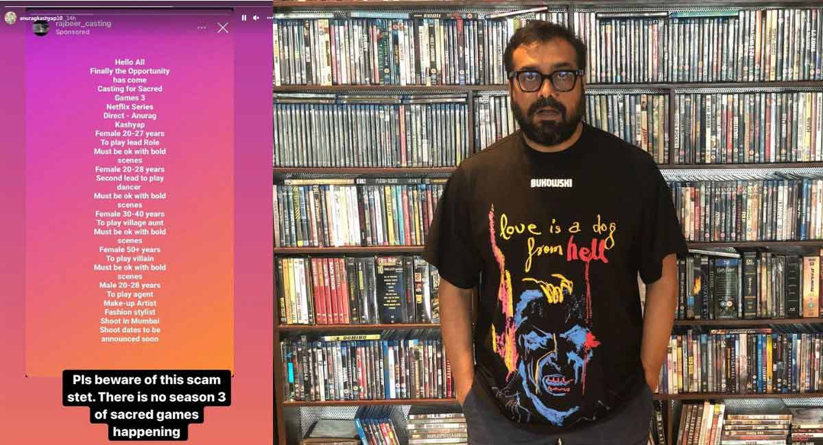 Anurag Kashyap calls out casting ‘scamster’, says ‘no season 3 of Scared games happening’
