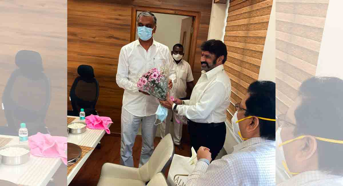 Nandamuri Balakrishna meets Harish Rao, seeks help for cancer hospital