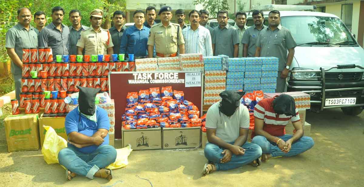 Three arrested for counterfeit goods, articles in Warangal