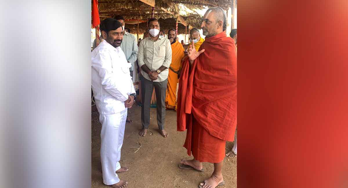 Jagadish Reddy reviews arrangements at Chinna Jeeyar Swamy Ashram