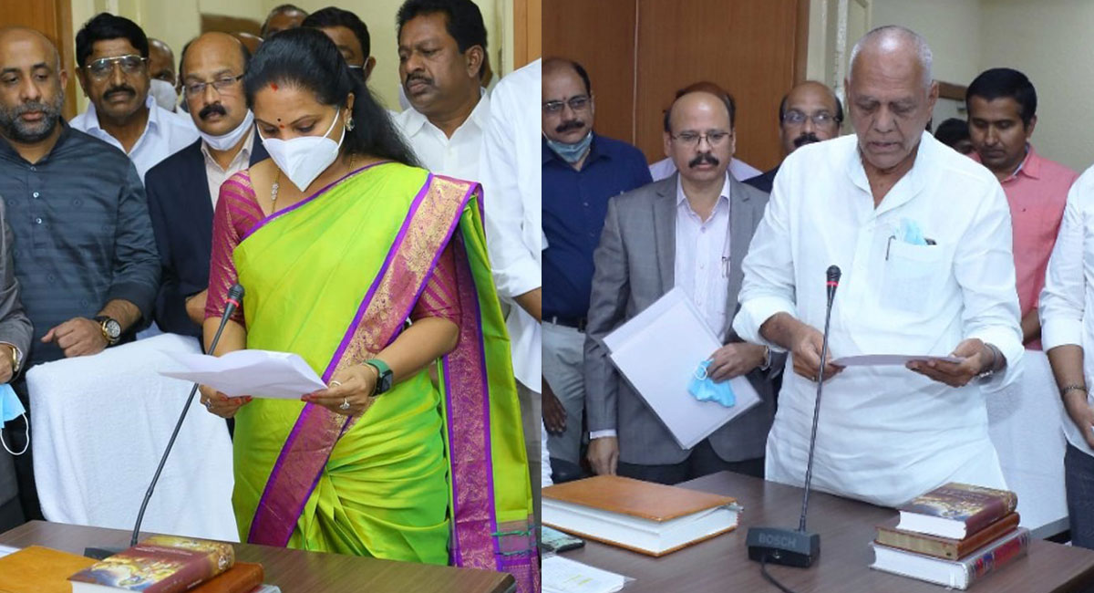 Kavitha, Damodar Reddy take oath as MLCs