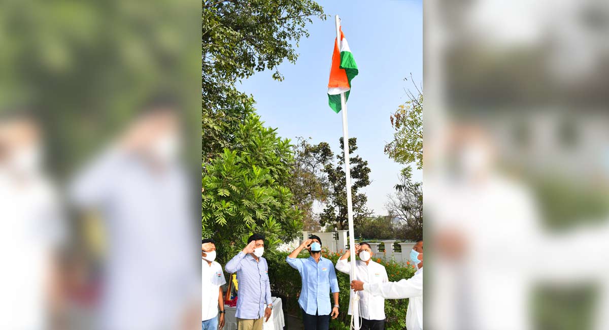 Ram Charan unfurls national flag at Chiranjeevi Trust office on R-Day