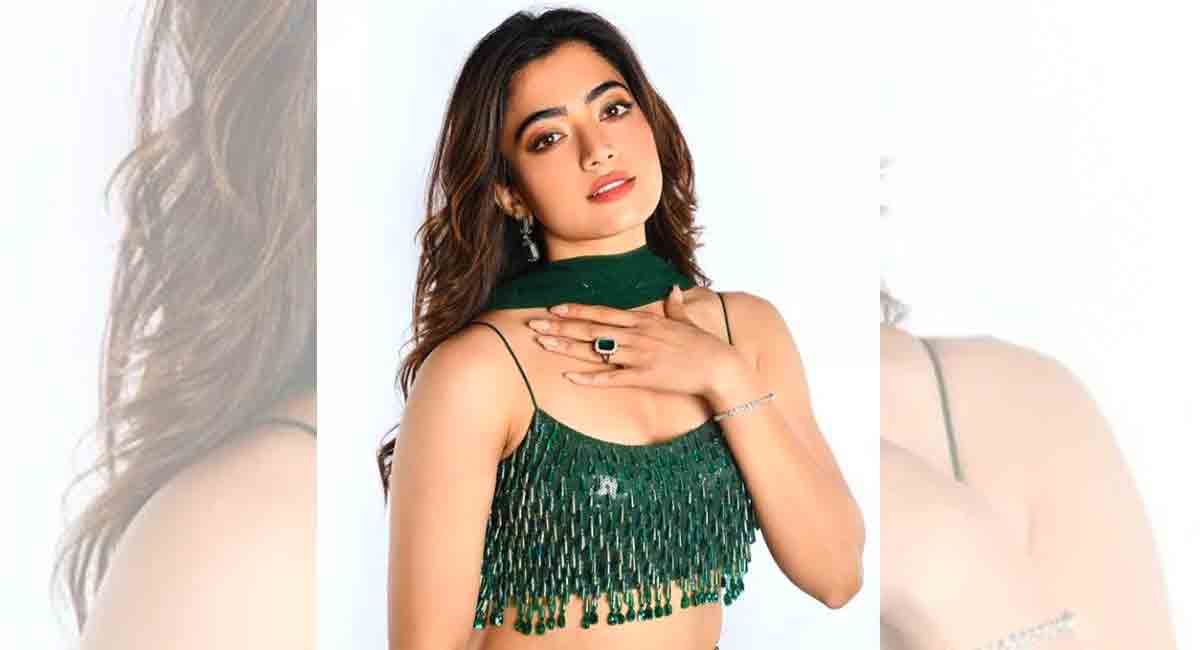 Rashmika Mandanna looks like a dream in this bottle green lehenga