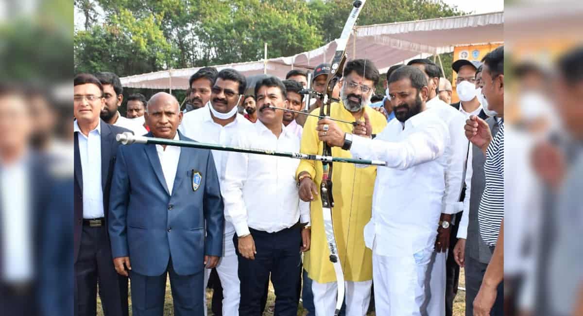 Minister Srinivas Goud inaugurates national archery tourney