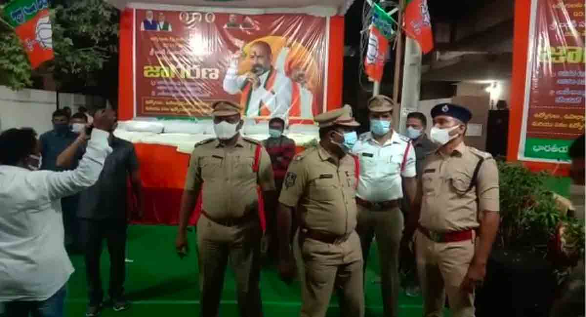 Mild tension at Sanjay’s camp office in Karimnagar