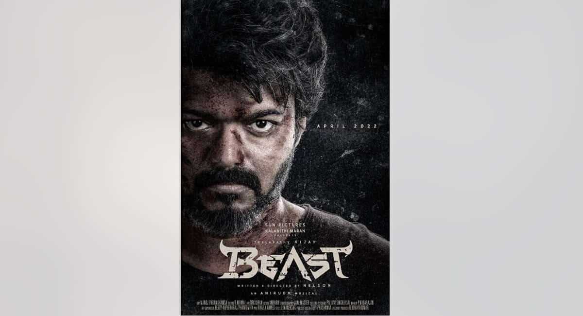 Thalapathy Vijay looks rugged, tough & intense in new “Beast” poster