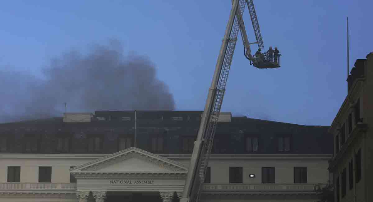 Fire burns South Africa’s Parliament building in Cape Town