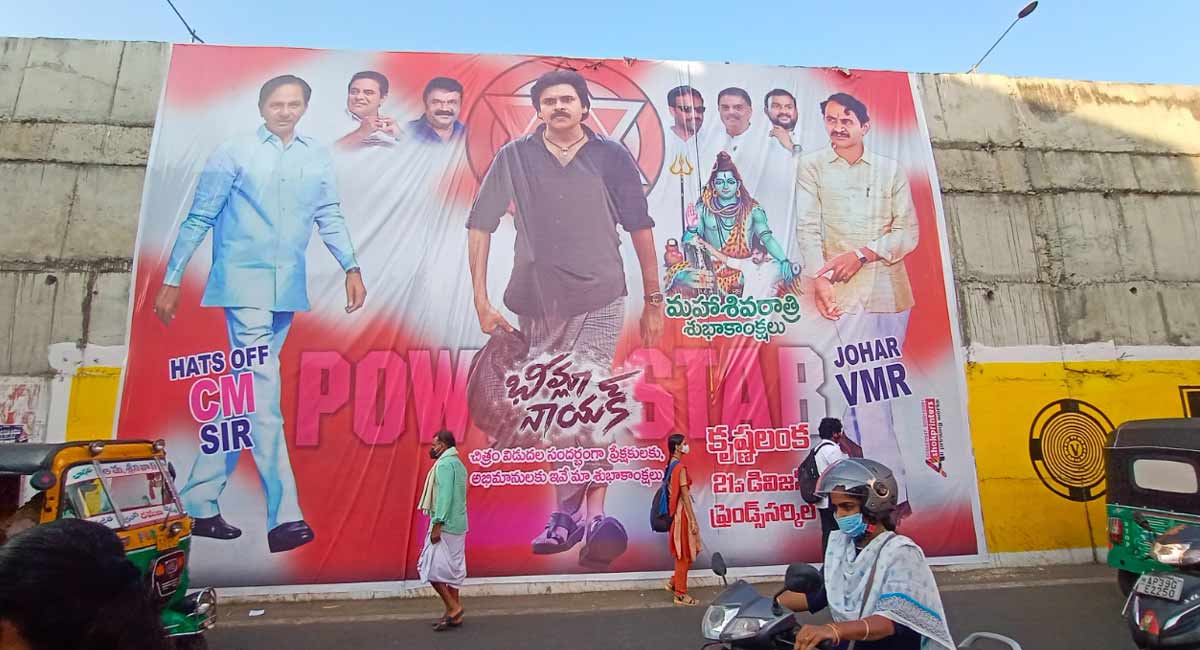 Bheemla Nayak: Pawan Kalyan fans thank CM KCR with cutouts in Andhra