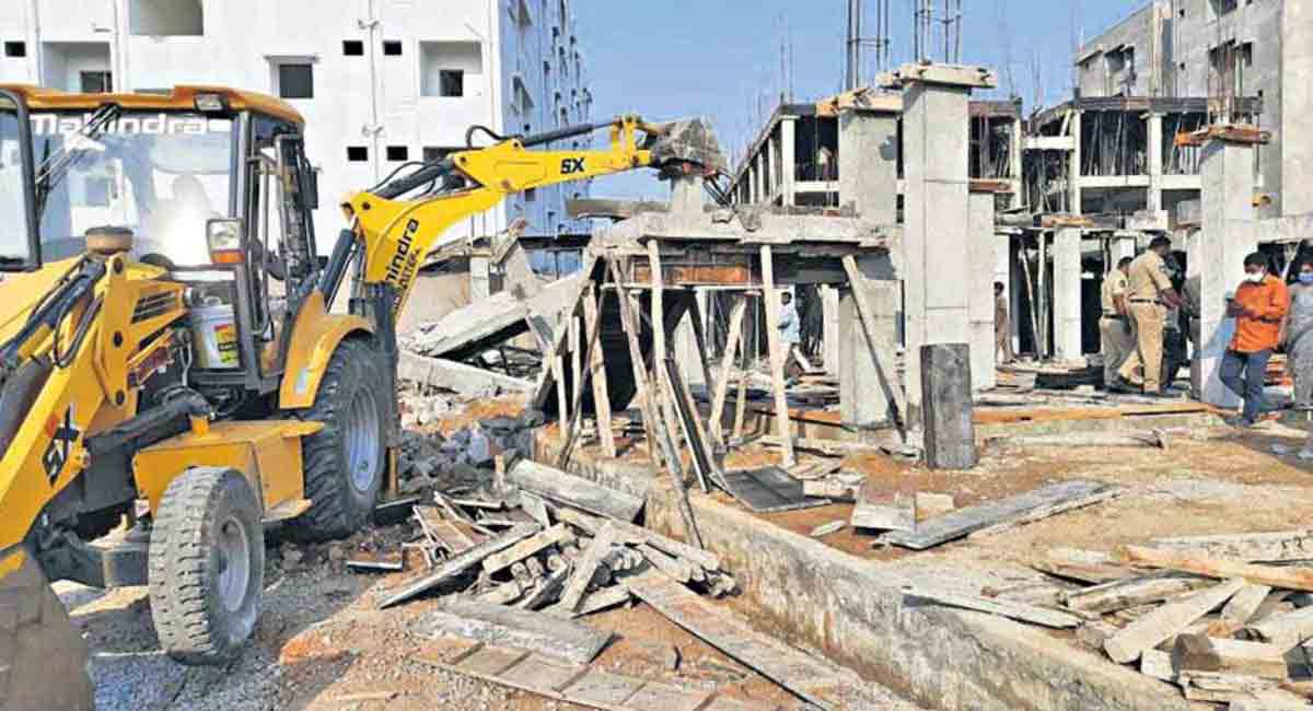 Six unauthorised structures razed by HMDA officials
