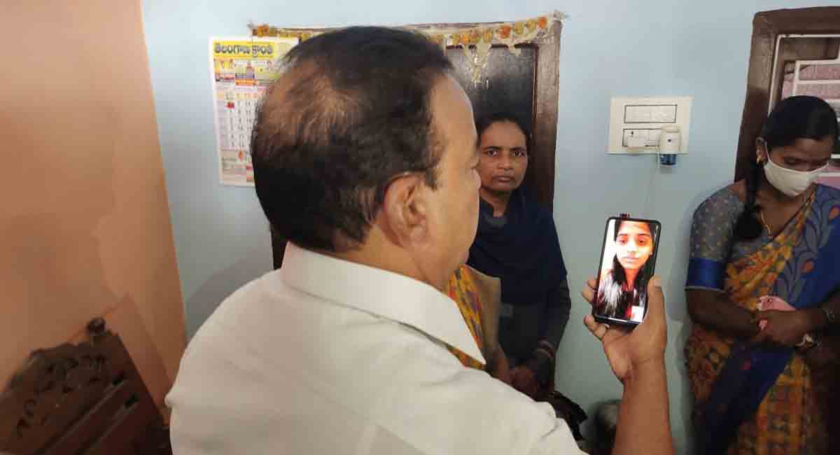 Korutla MLA speaks over phone to Metpalli girl stranded in Ukraine