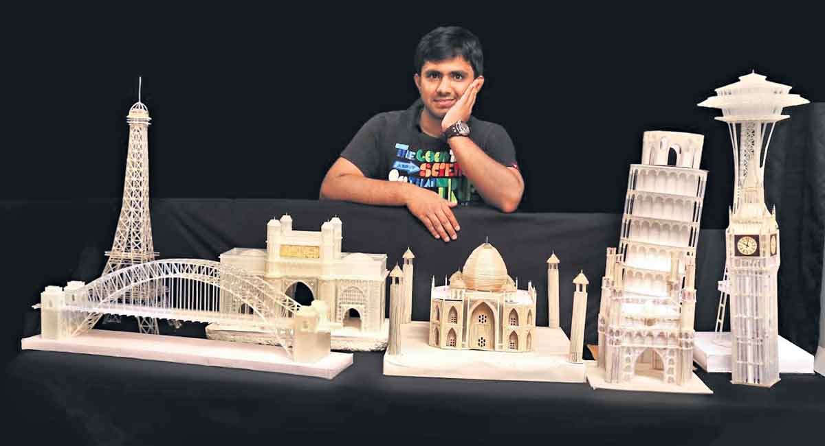 This artist uses pen refills to make replicas of monuments