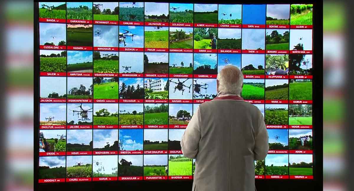 Prime Minister Narendra Modi flags off 100 ‘kisan drones’