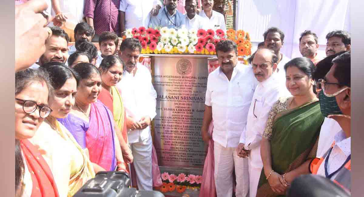 Talasani lays foundation stone for SNDP works in Musheerabad 