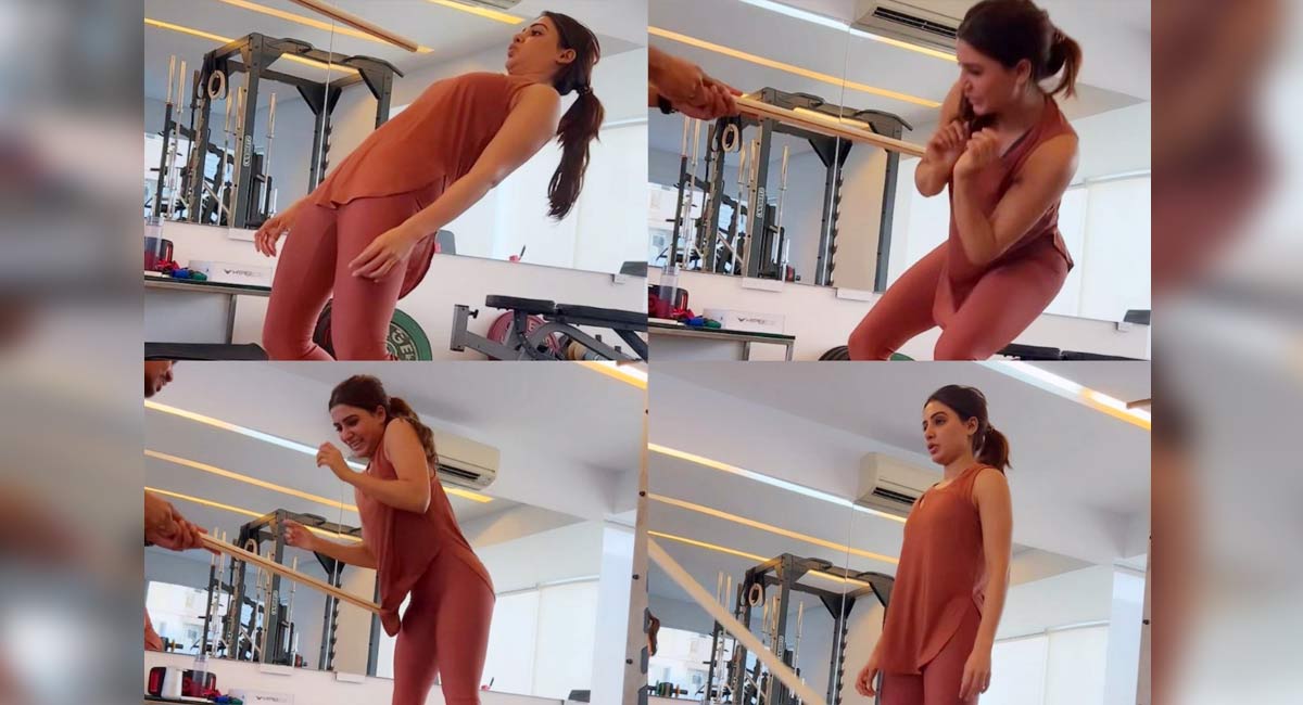 Using ‘Nagin’ drill, Samantha’s trainer assesses her mobility