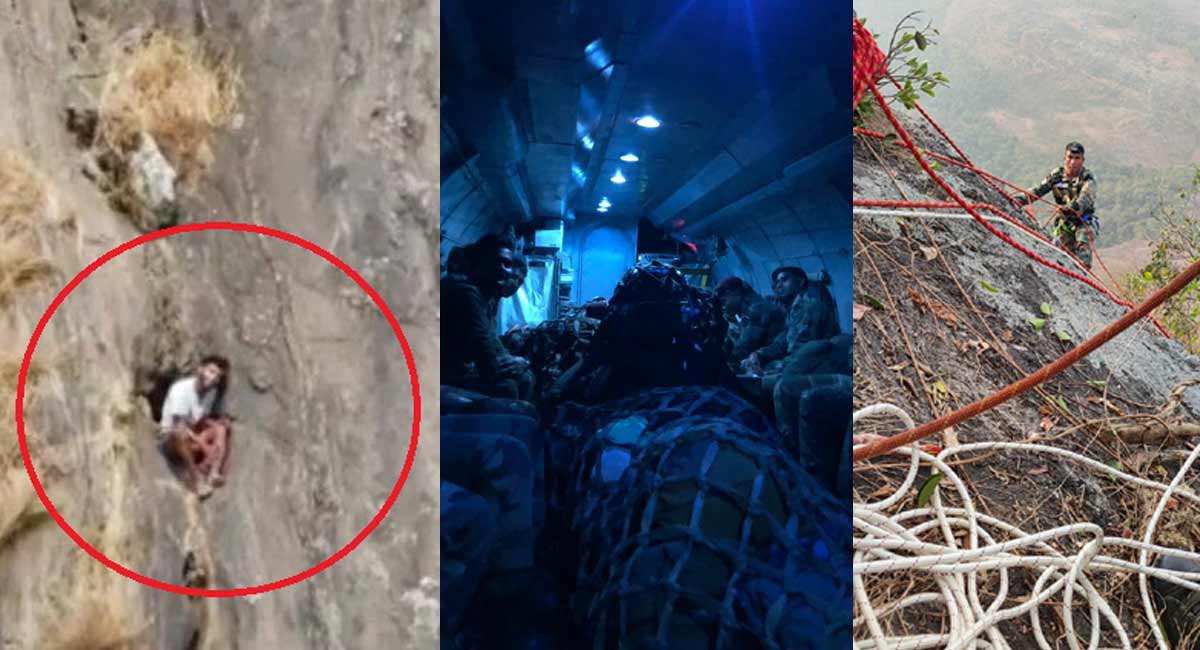 Watch: Army launches operation to rescue boy stranded on cliff in Kerala