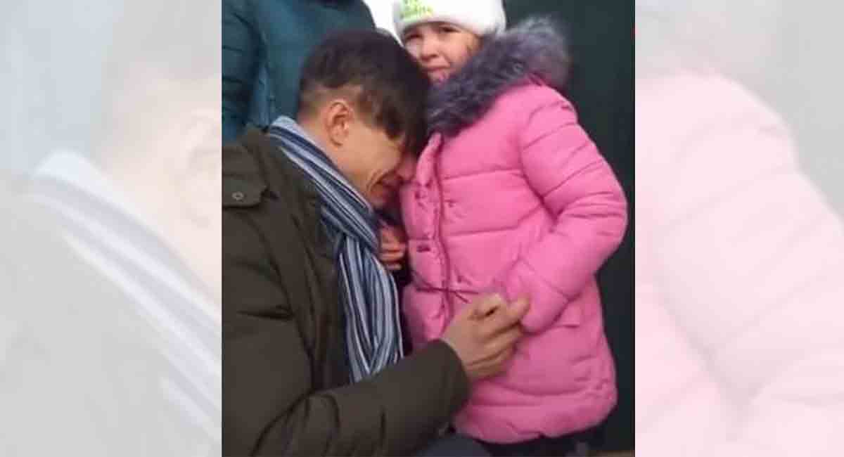 This viral video of Ukrainian father bidding goodbye to his daughter will break your heart