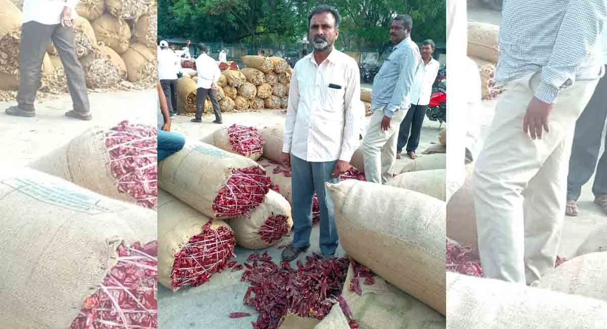 Desi variety of Chilli fetches record Rs. 52,000 per quintal in Warangal
