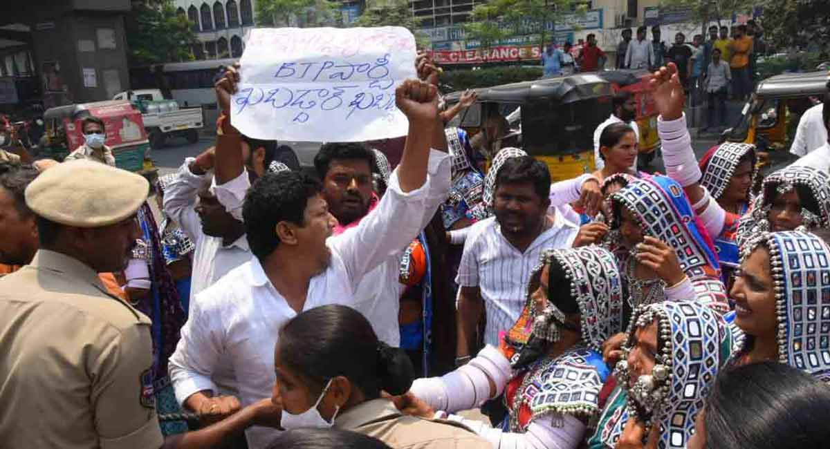 Hyderabad: Tribals protest at BJP office after Union Minister’s statement