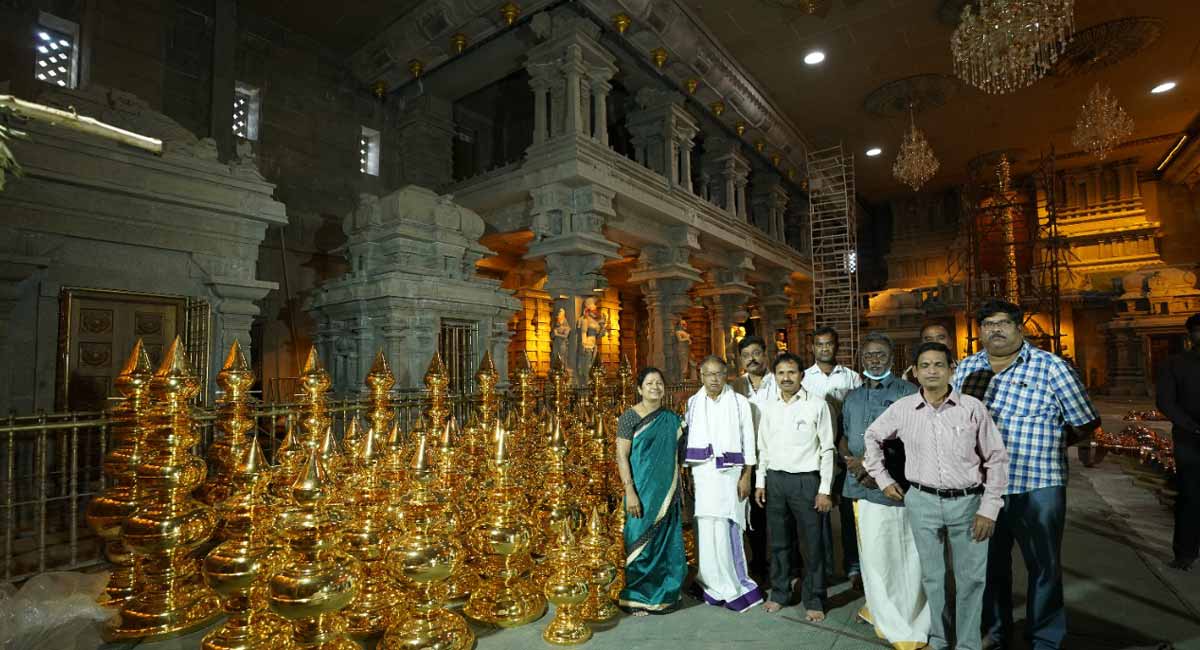 Nano Tech touch to Yadadri’s golden kalashams